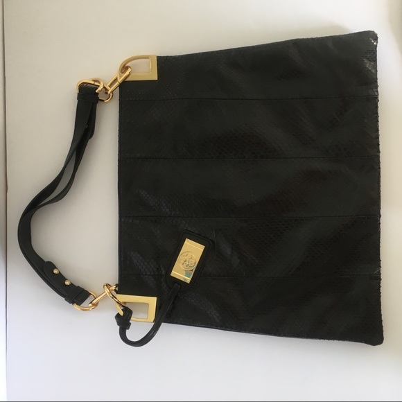 Neiman Marcus Handbags - Carlisle Black Croc Real Leather Bag